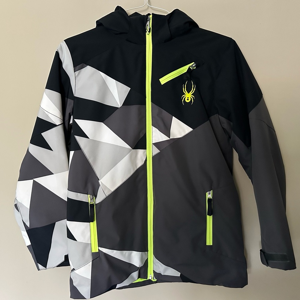 Spyder Black/Gray Geometric Jacket with Neon Accents
